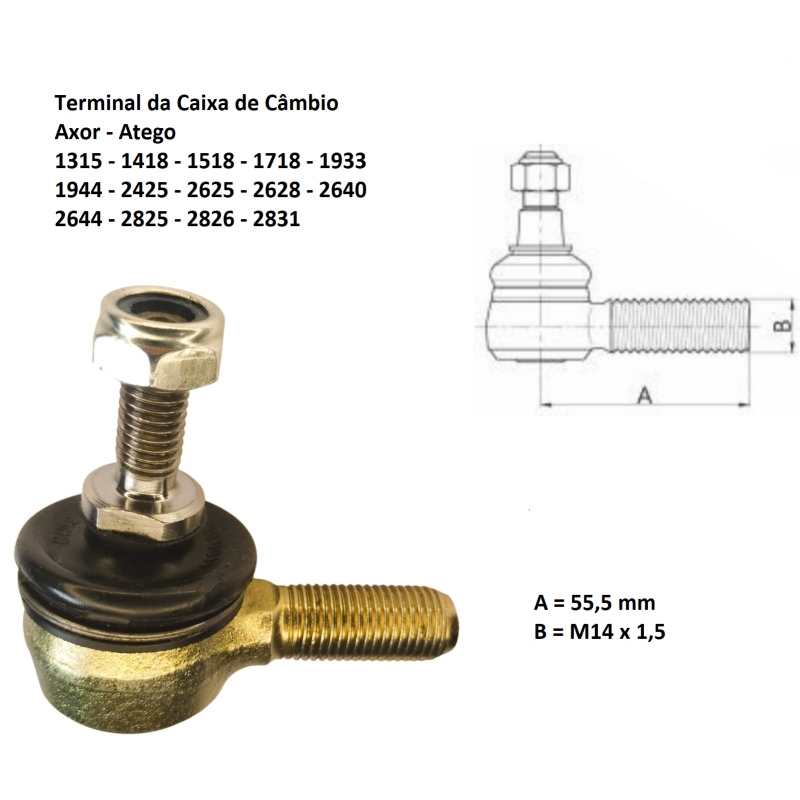 Terminal Tirante Cambio Direito Reto Mercedes Axor Atego