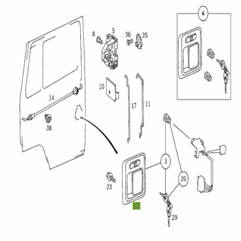 Macaneta Externa Da Porta Dianteira Esq Mb Atron Fpn Hpn