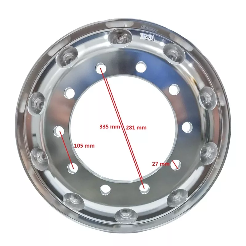 Roda De Alumínio Gt2 Caminhão Aro 22,5 X 8,25 - Italspeed