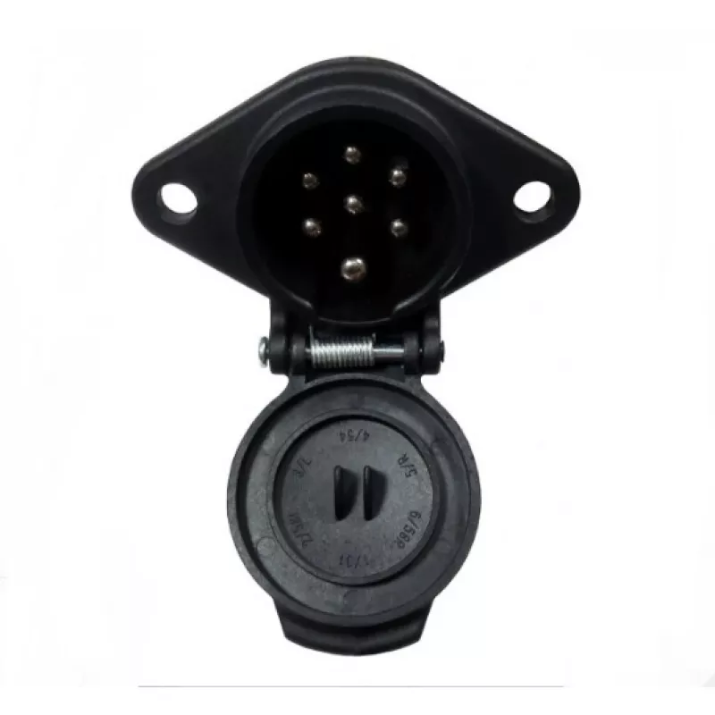 Tomada Eletrica Redonda Femea 24v 7 Polos Plastico Preta