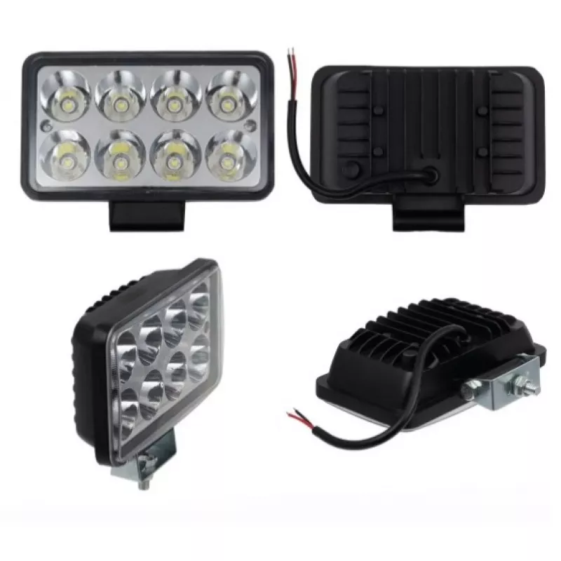 Farol Auxiliar 8 Led Retangular 24w 9v-36v Alta Intensidade 6500k-7000k