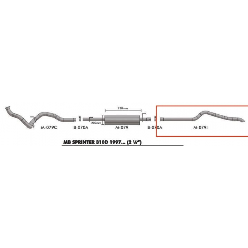 Tubo Terminal Escapamento Galvanizado  2½ Pol Mb Sprinter 310d 1997