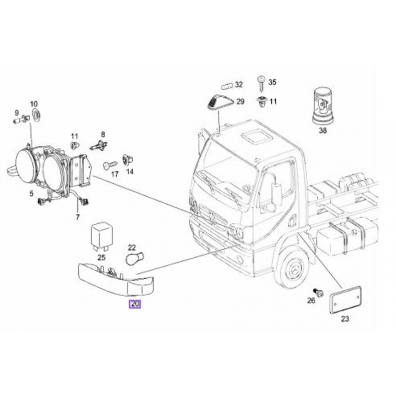 Lanterna Dianteira Seta Mercedes Benz Accelo Direita Em Acrilico