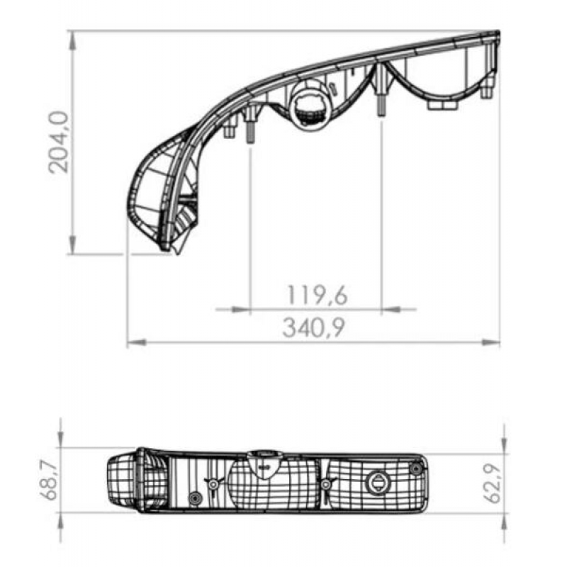 Lanterna Dianteira Seta Mercedes Benz Accelo Direita Em Acrilico