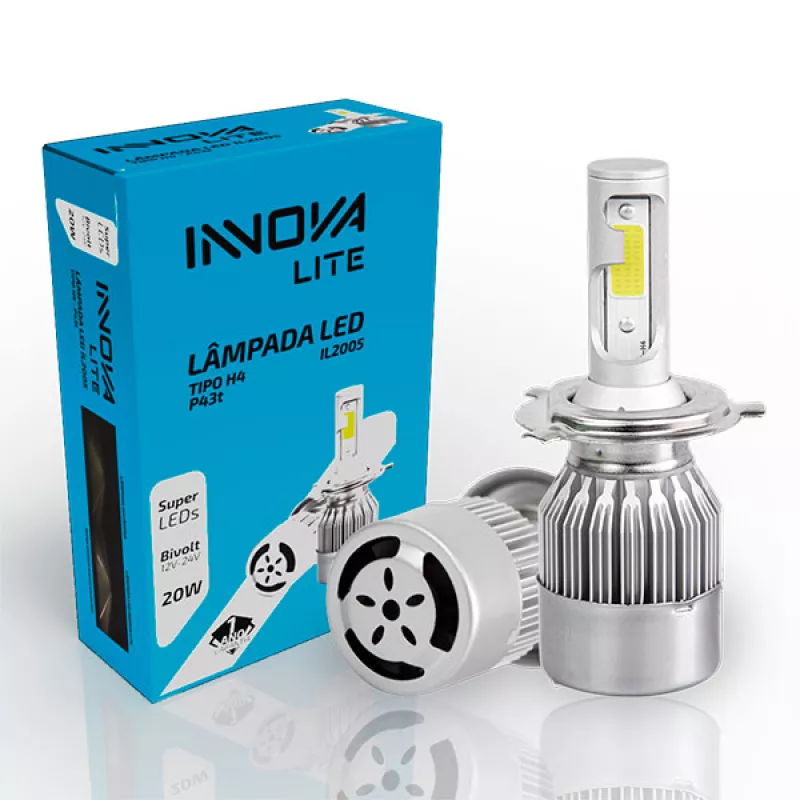 Par De Lampadas Led H4 Branco Frio 6000k Bivolt