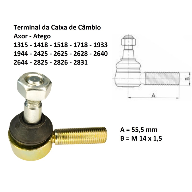 Terminal Tirante Cambio Direito Mercedes Benz Axor Atego