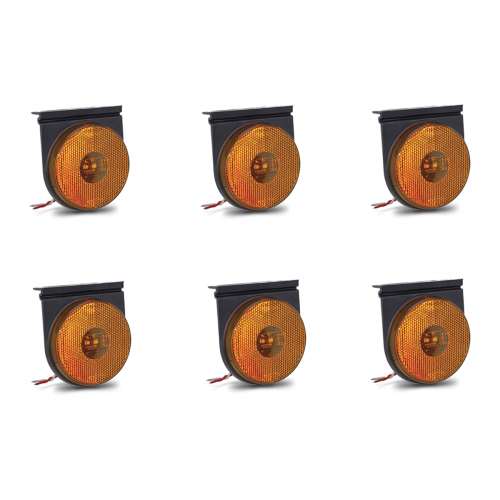 KIT 6 LANTERNAS LATERAL REDONDA CARRETA LED BIVOLT LARANJA