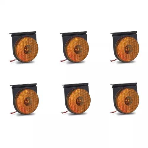 KIT 6 LANTERNAS LATERAL REDONDA CARRETA LED BIVOLT LARANJA