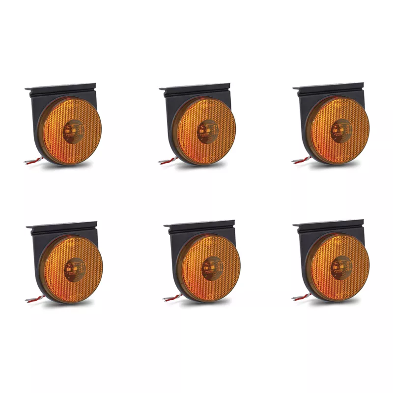KIT 6 LANTERNAS LATERAL REDONDA CARRETA LED BIVOLT LARANJA